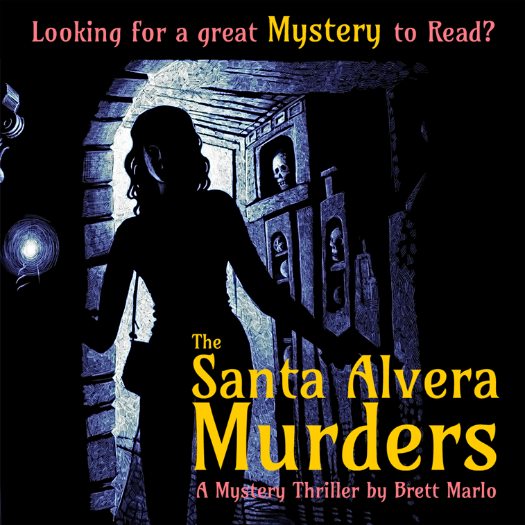 Woman in dark catacombs using her phone camera for light.